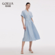 歌莉娅秋季 新品 醋酸仿麻连衣裙1E9L4K740