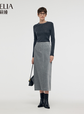 歌莉娅冬季新品弹力亮丝针织长裙1CSC2B17C