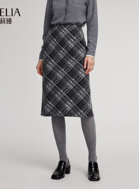歌莉娅冬季新品格纹针织半裙1ENC2G260