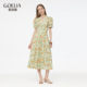 歌莉娅夏季 新品 夏梦金橘V领棉布印花连衣裙1E5C4K690