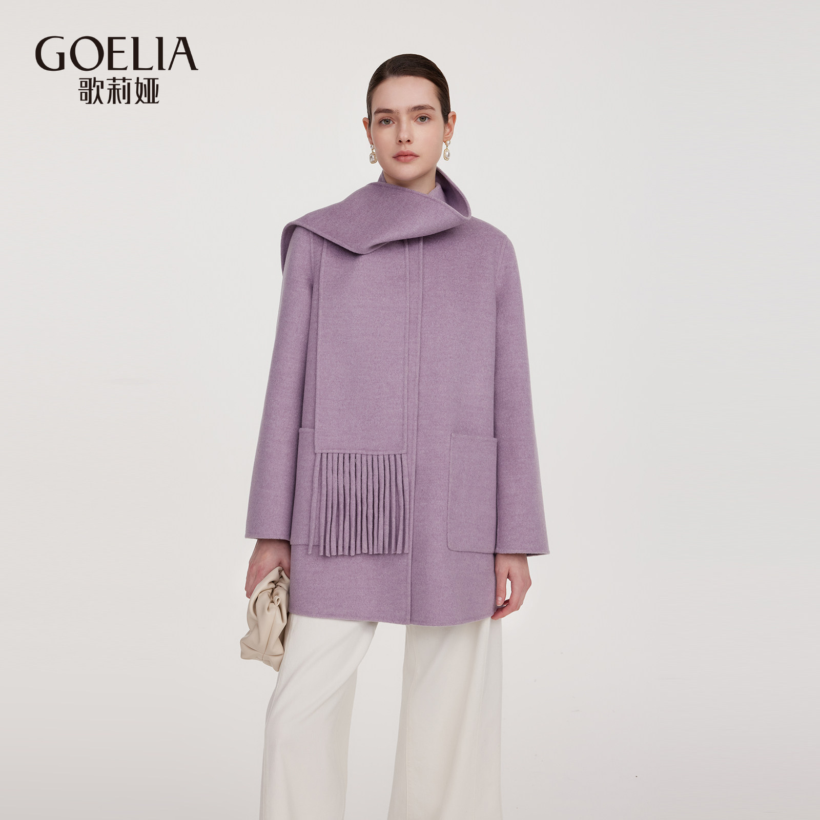 歌莉娅冬季新品全羊毛长袖双面呢外套（配送围巾）1ECR6E13A,女装/女士精品,毛呢外套,淘宝优惠券,粉丝福利购,淘宝优惠卷