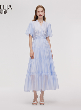 歌莉娅夏季新品立体褶皱打揽连衣裙1E5C4K4S0