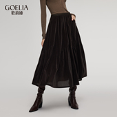 丝绒伞摆长款 歌莉娅冬季 新品 半截裙1E3R2B23C