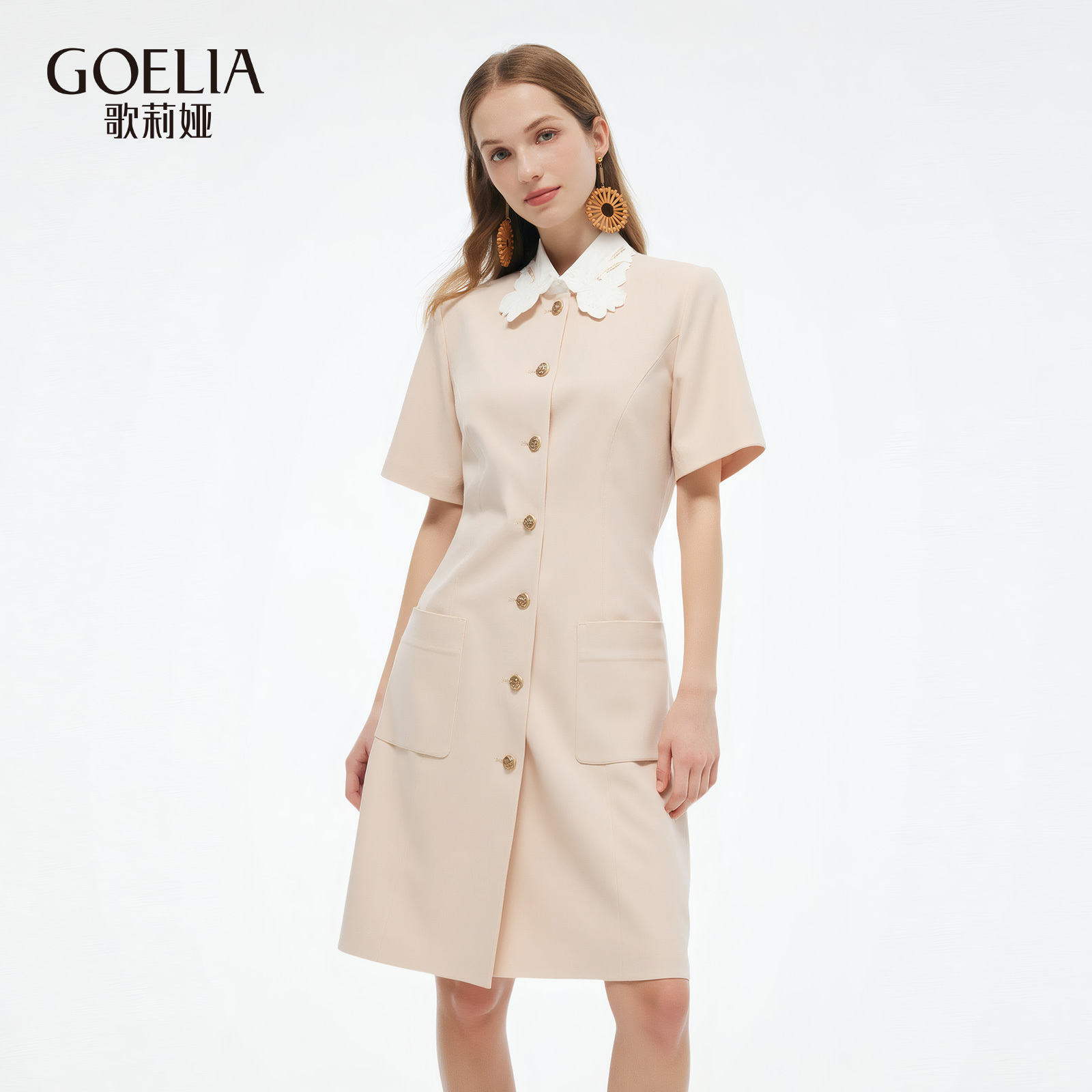 歌莉娅夏季新品醋酸连衣裙1C4G4K4R0