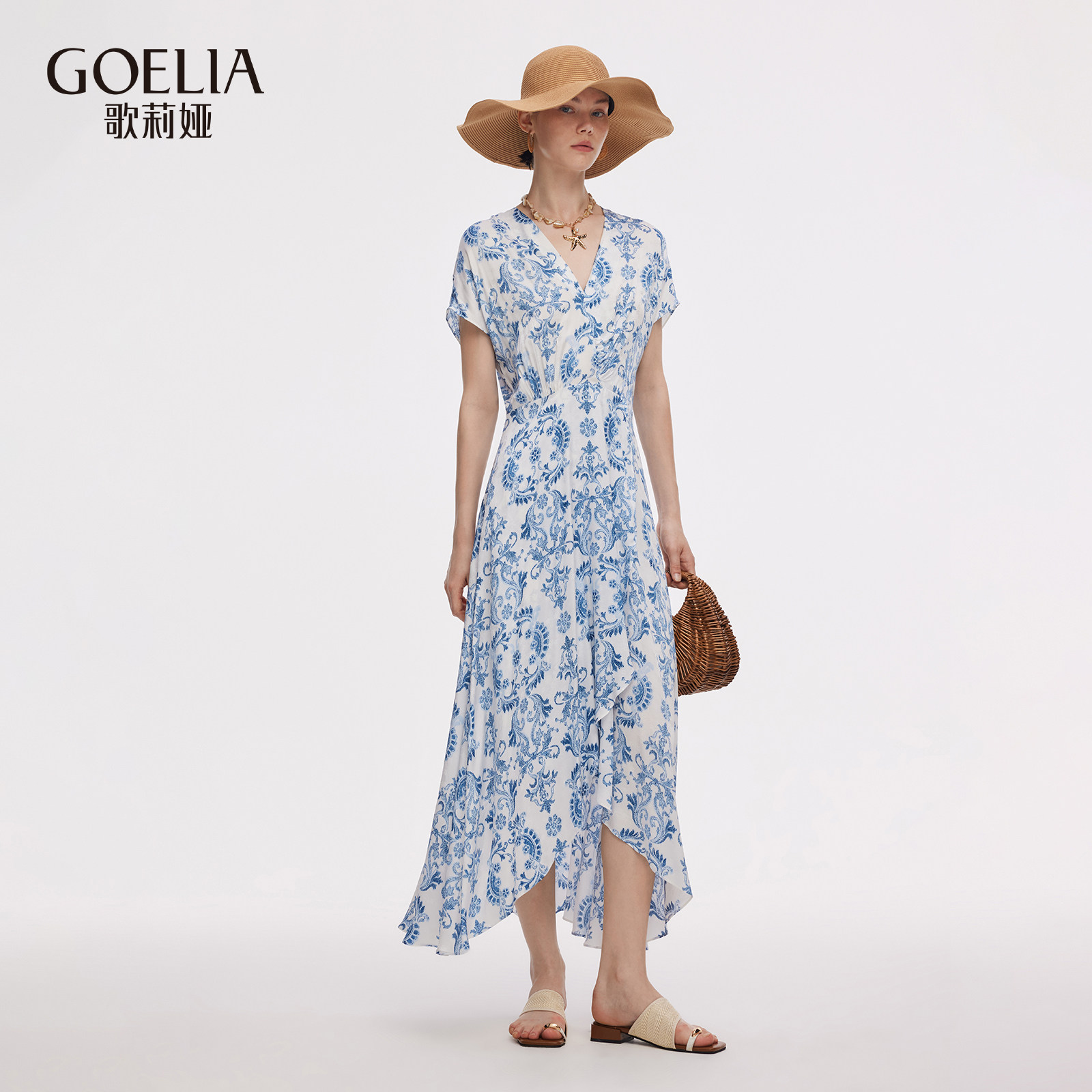 歌莉娅秋季新品印花提花V领连衣裙1E7L4K750,女装/女士精品,连衣裙,淘宝优惠券,粉丝福利购,淘宝优惠卷