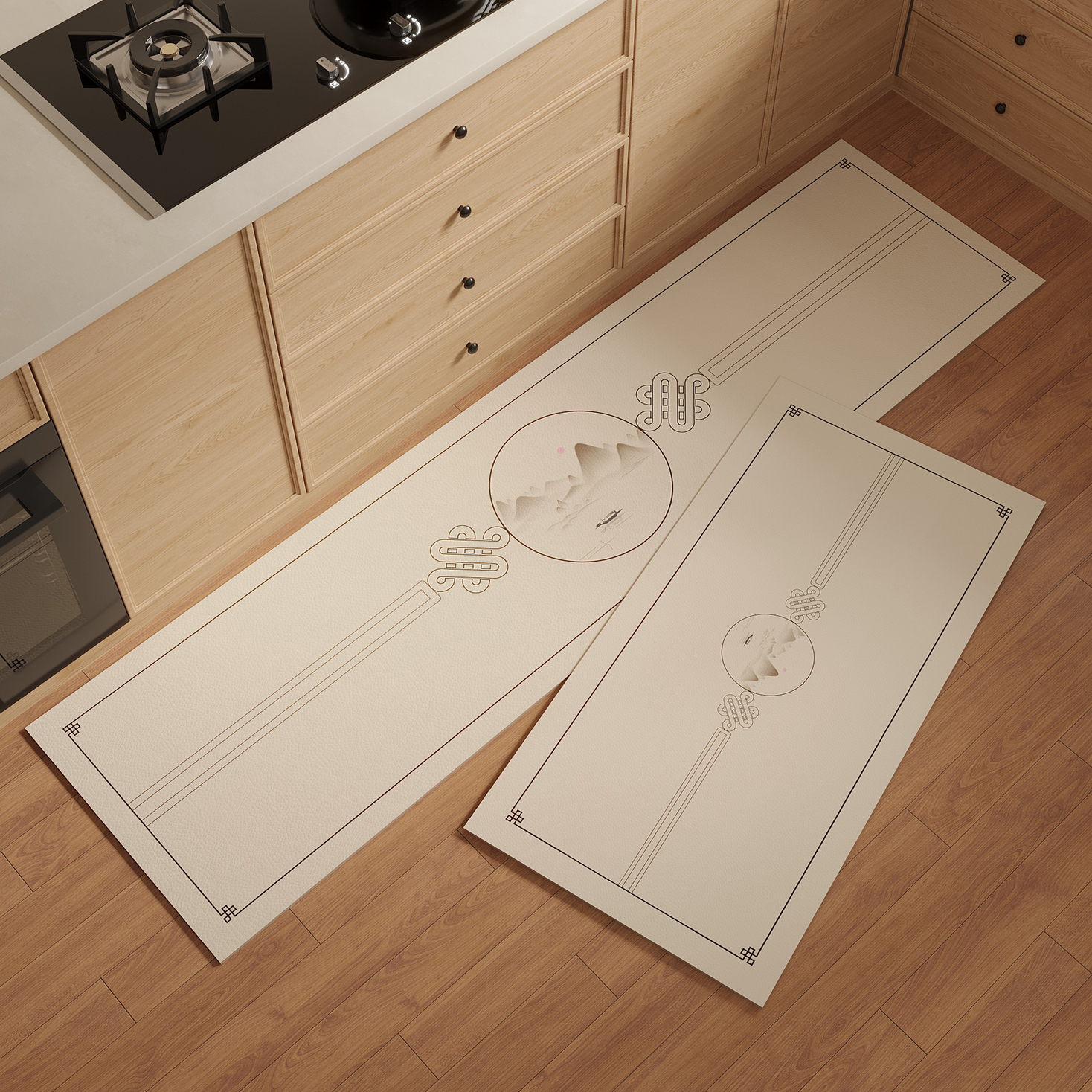 新中式免洗厨房地垫防油防滑厨房地面专用脚垫可擦免洗厨房地垫