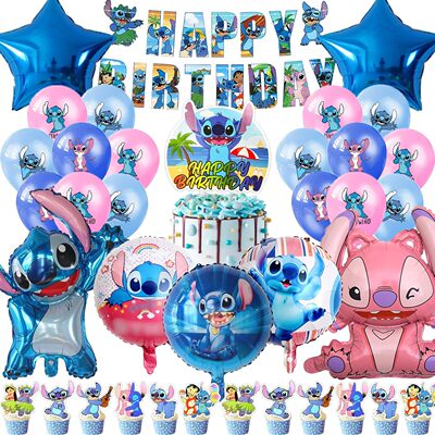 Stitch Aluminum Film Balloon Theme Party Decoration Children's Interstellar Baby Birthday Flag Pulling Cake Plaque Ball