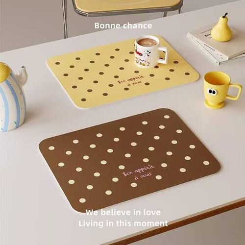 Korean style minimalist polka dot living room diatomaceous mud anti slip and dirt resistant table mat for entrance, kit