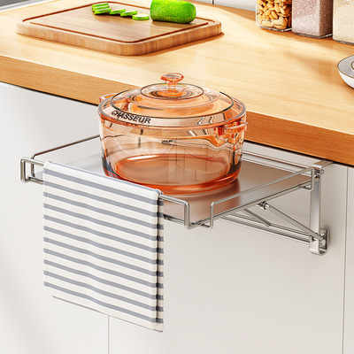 Stainless steel foldable kitchen countertop shelf, hanging cabinet door, table board, extended storage partition, auxil