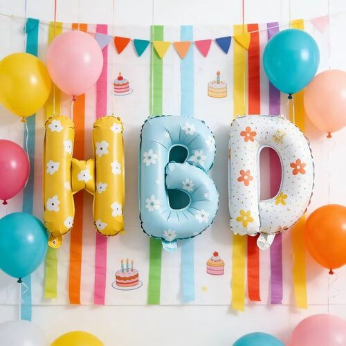 Fabric letter aluminum film balloons Baby HBD children's birthday party decoration and decoration balloons