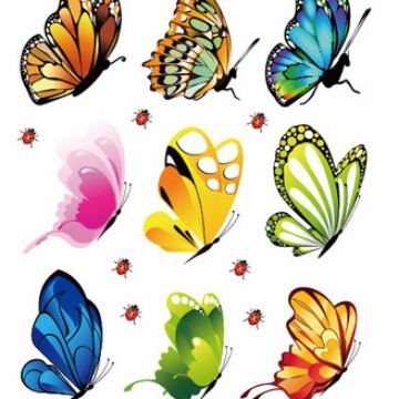 Wall stickers with 9 butterflies, bedroom, living room, children's room, classroom decoration stickers, glass cabinets,