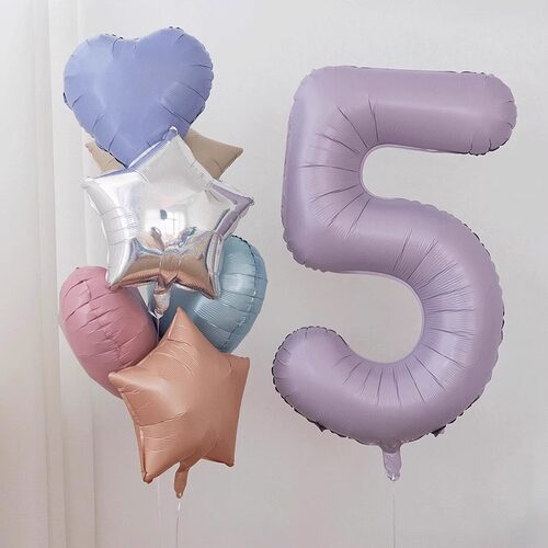 40 inch retro cream purple digital balloon for children's birthday party decoration, boys and girls photo props
