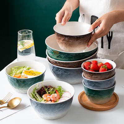 Nordic Home Creative Rice Bowl Korean Bowl Dessert Salad Bowl Dormitory Single Student Instant Noodles Bowl List
