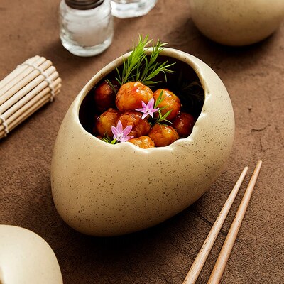 Eggshell ceramic bowl creative specialty restaurant tableware artistic conception dish arrangement molecular cuisine de