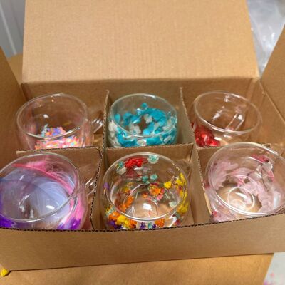 High aesthetic double-layer glass cup with high borosilicate glass cup strap, double-layer dried flower cup strap, tran