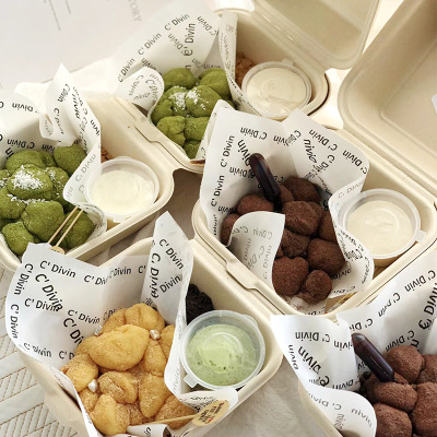 Dipped sesame paste packaging, sliced tiramisu Basque disposable snow plum dessert packaging box, bento box