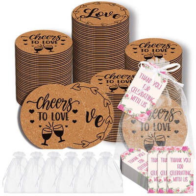 Cross border Amazon Bridal Gift Cork Coaster Guest Gift Personalized Wedding Party Souvenir