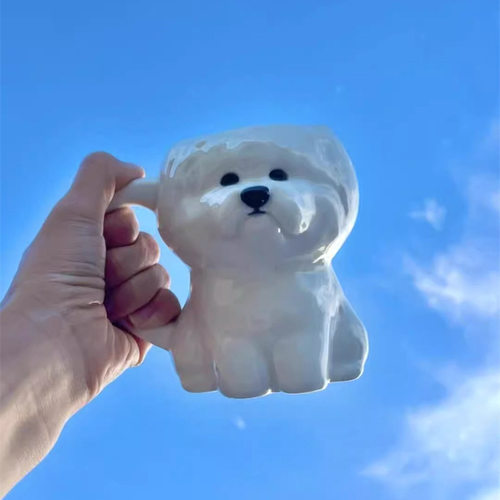 Bichon puppy ceramic mug cute creative funny home drinking cup coffee cup couple cup gift giving