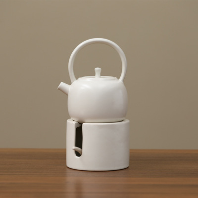 Jingdezhen Bridge Teapot Japanese Ceramic White Clay Pottery Pot Boiling Water Pot Teapot Set Tea Stove Base Small Capa