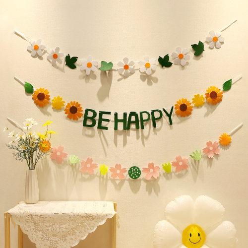 Korean style flag, flower, daisy, birthday decoration, party props, background wall, scene arrangement