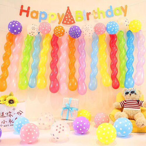 Long spiral fireworks balloons kindergarten amusement park classroom handmade clown background decoration children's bi