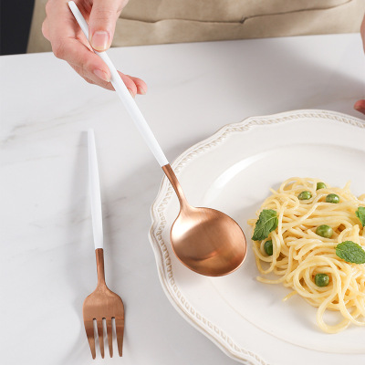 304 Hotel Rich Gold Titanium Black Tableware Set Portuguese Design Creative Sharp Handle Knife, Fork, Spoon and Chopsti