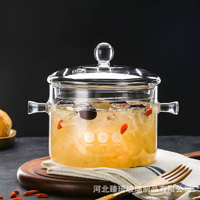 Transparent thickened multi specification instant noodle pot, high borosilicate glass large capacity stew pot, high bor