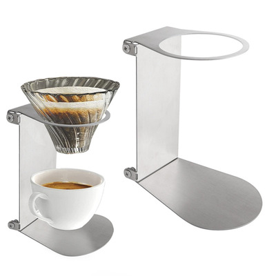 Stainless steel foldable V60 drip coffee holder, household outdoor camping funnel, hand brewed coffee filter cup