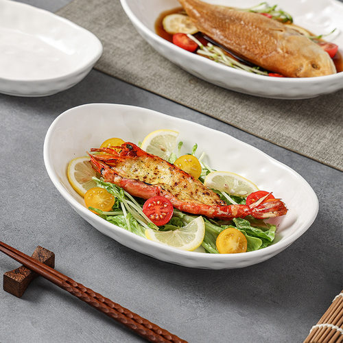 Underglaze color household dish dish fish dish creative Dim sum dish breakfast dish fruit dish soup bowl hotel simple t