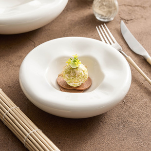 White porcelain double-layer artistic conception dish High level hotel restaurant creative characteristics Insulating d