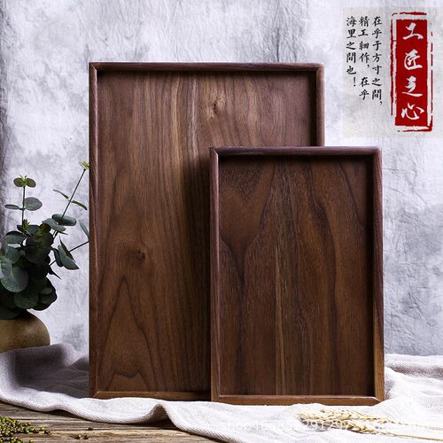 Black walnut rectangular tray hotel restaurant wooden fruit tray cake bread breakfast snacks tea tray