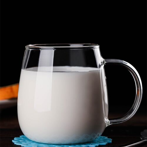 Transparent breakfast cup, creative personality, trendy glass cup, stylish home water cup with handle, heat-resistant t