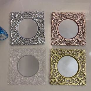 Mirror hollowed out plate, high aesthetic fruit plate, lace support, European and American banquet plate mat, photograp