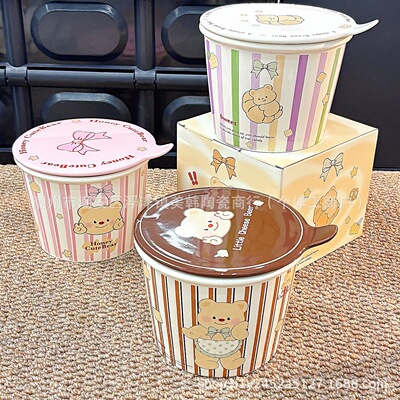 Girl Heart Cute Instant Noodles Bowl with Lid Ceramic Bowl Large Capacity High Beauty Girl Cute Student Dormitory Home