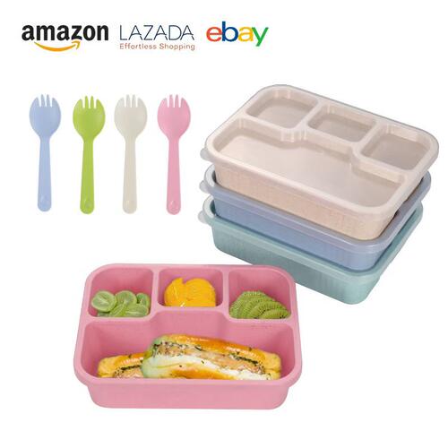 Wheat straw lunch box, office worker separated snack box, bento box, large capacity American dessert box, microwave oven