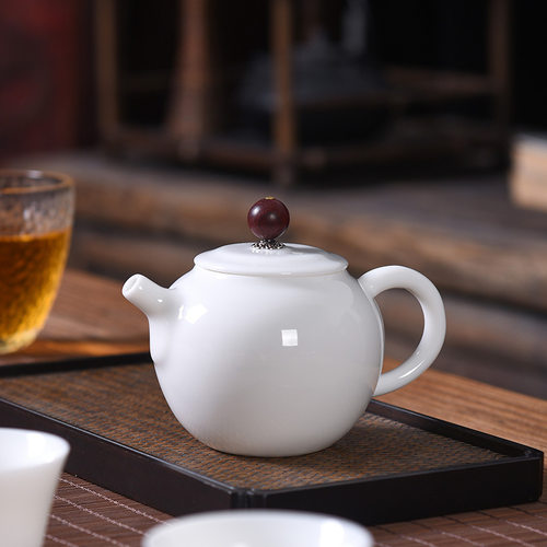 Dehua sheep fat jade white porcelain teapot, ceramic household with filter screen, large beauty teapot, single kung fu
