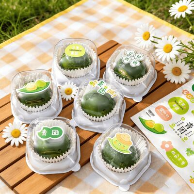 Qingtuan Packaging Box Qingming Fruit Stickers Ai Grass Dumplings Transparent Packaging Box Baking Egg Yolk Crispy Squa