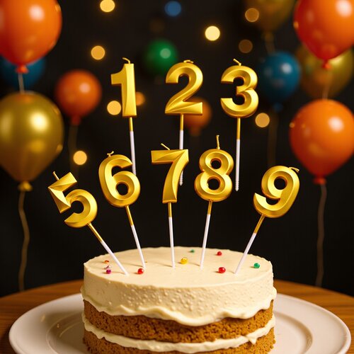 Opera Digital Candles 0-9 Gold Smoke free Creative 3D Plugin Birthday Party Cake Candles