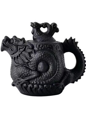 Selenium rich Yixing Yixing purple clay teapot 500ml vermilion clay teapot Dragon Phoenix teapot Kung Fu tea cup set, n