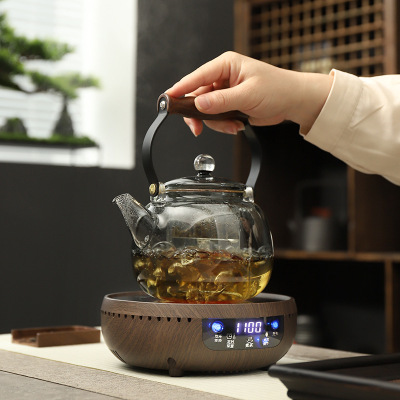Electric ceramic tea stove for boiling tea in a circular stove, household tea pot set, dual ring far-infrared insulatio