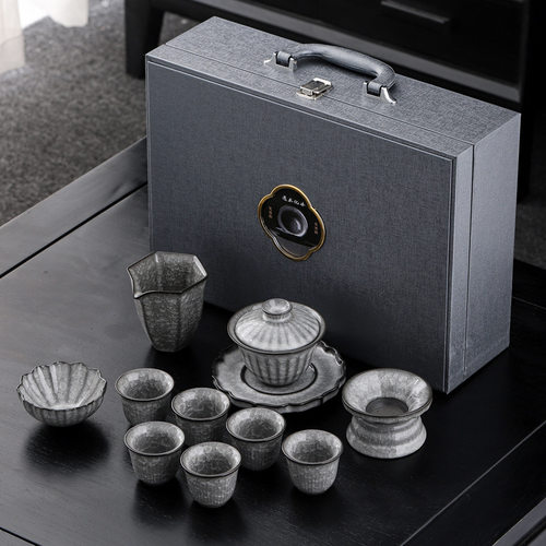 Iron tire black ice kung fu tea set for home office, simple and easy to melt when encountering water, tea pot, tea cup