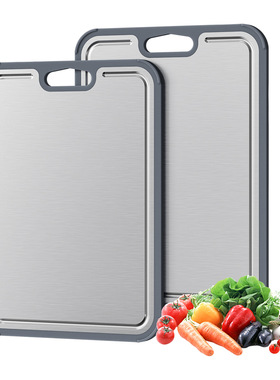 Thickened pure titanium cutting board, wheat straw double-sided stainless steel cutting board with grooves, edge wrappi