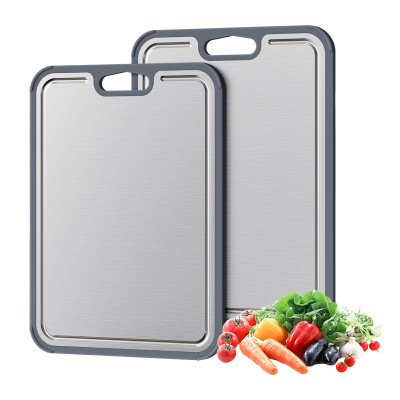 Thickened pure titanium cutting board, wheat straw double-sided stainless steel cutting board with grooves, edge wrappi