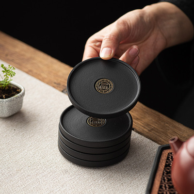 Chinese style coaster, ceramic circular insulation mat, Japanese style household tea tray, tea cup mat, Kung Fu tea set