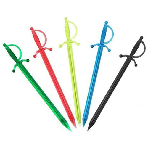 Taste party food grade disposable plastic fruit stick sword color cocktail Dim sum fork