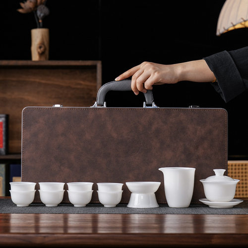 Tea set for home and office, tea cup, ceramic Kung Fu tea set, gift giving, high-end, light luxury