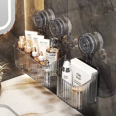 Kitchen suction cup storage box, scallion, ginger, garlic storage basket, bathroom cosmetics shelf, bathroom non perfor