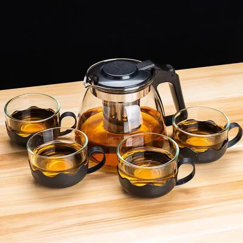 5件套耐热加厚带盖茶具一壶四杯