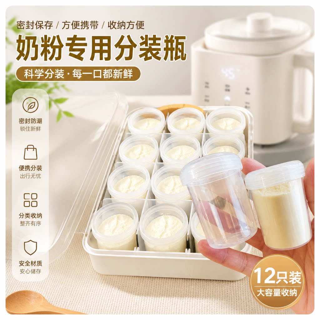 防潮密封罐奶粉分装盒便携外出神器食品级储存罐婴儿宝宝米粉盒子