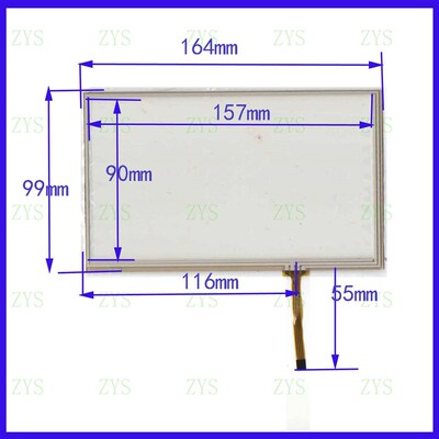 M7095A 触摸手写外屏幕玻璃四线 164*99mm 165*100 通用屏7寸